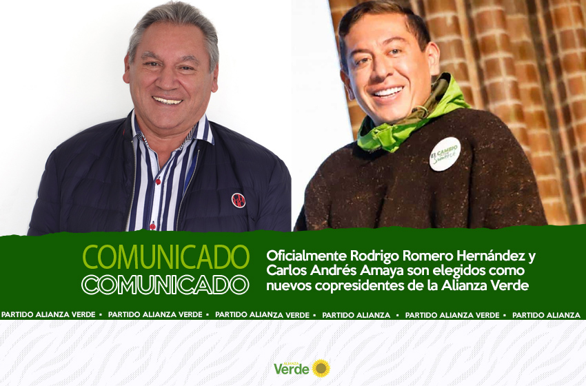 Oficialmente Rodrigo Romero Hernández y Carlos Andrés Amaya son elegidos como nuevos copresidentes de la Alianza Verde