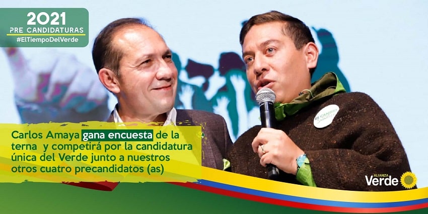 Carlos Amaya gana encuesta de la terna y competirá por la candidatura única del Verde junto a nuestros otros cuatro precandidatos (as)